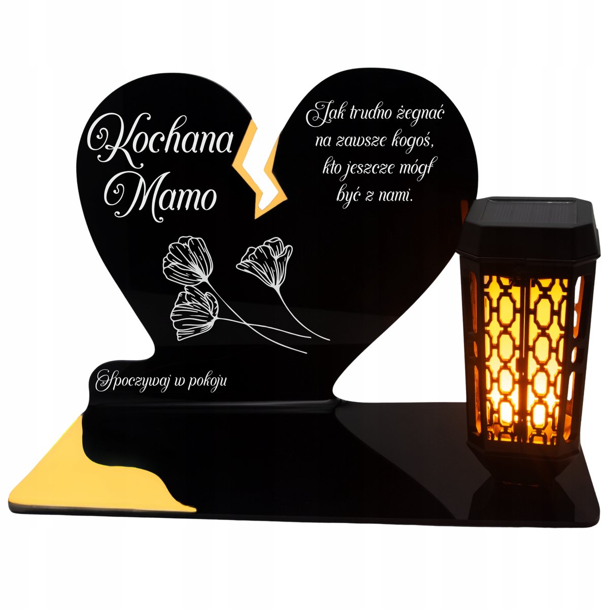 LED-zonnekaars voor mama - Gouden hart voor het graf