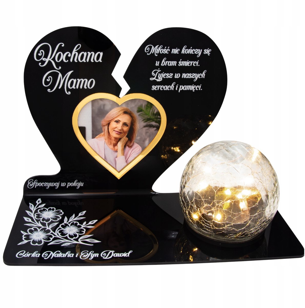 Znicz Solarny LED met Kształcie Serca - Personalizowana Pamiątka