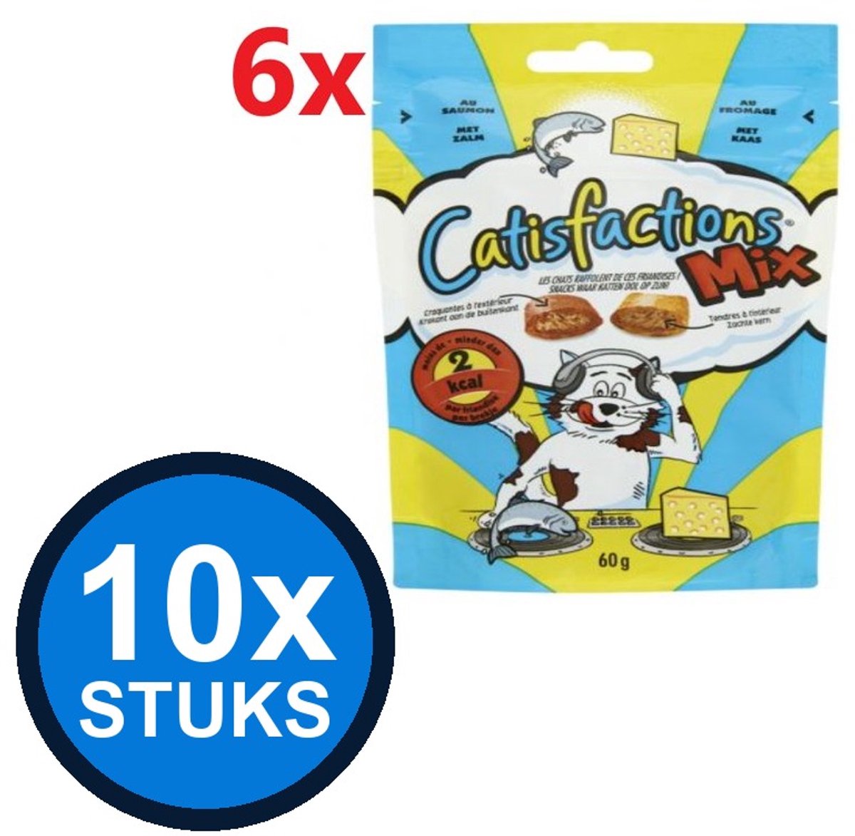 10x Catisfactions mix zalm&kaas 60gr