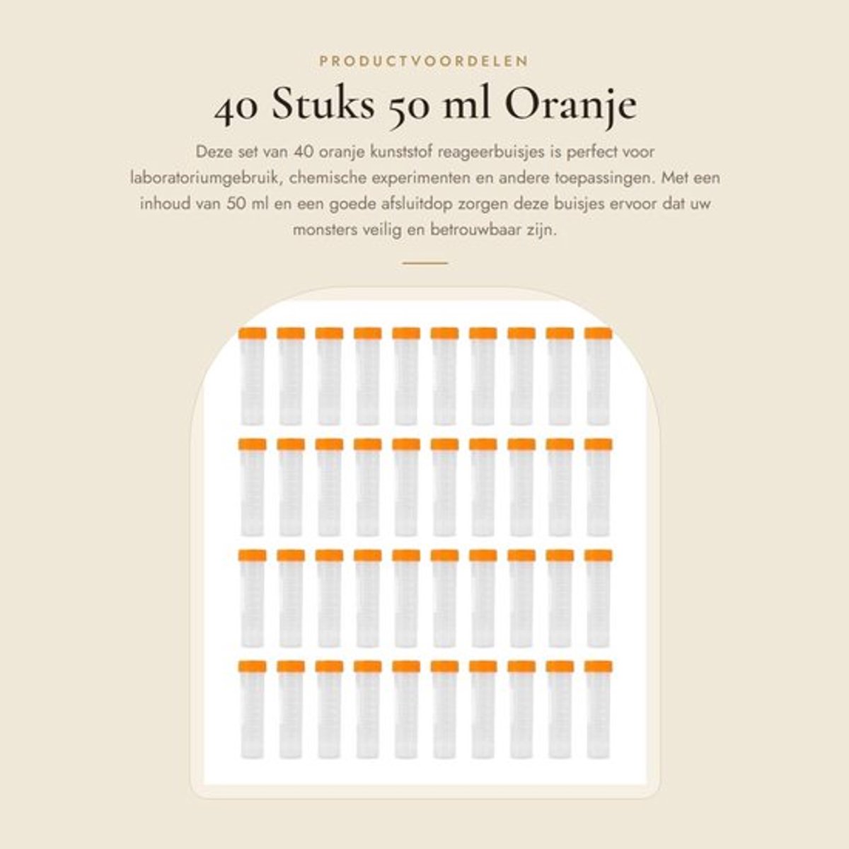 Reageerbuisjes 50 ml - 40 Stuks - Kunststof - Schroefsluitingen - Centrifuge - Laboratoriumgebruik - Vervluchtigingsbestendig - Laboratoriumbuisjes