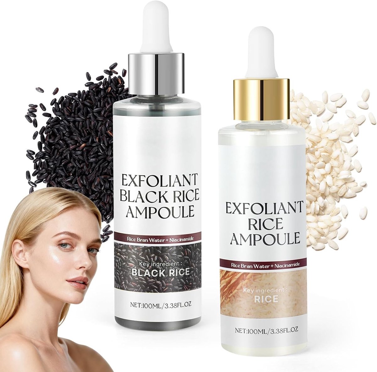 Peel Shot Glow Rice Ampoule Duo - 2 x 200 ml Exfoliant voor Hydratatie, Zwarte Punten Verwijderaar en Peeling Oplossing voor Alle Huidtypes