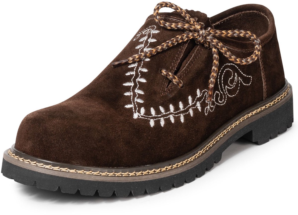 PAULGOS Haferl-schoenen van echt leer met traditioneel borduursel – 4 kleuren, maten 39–47