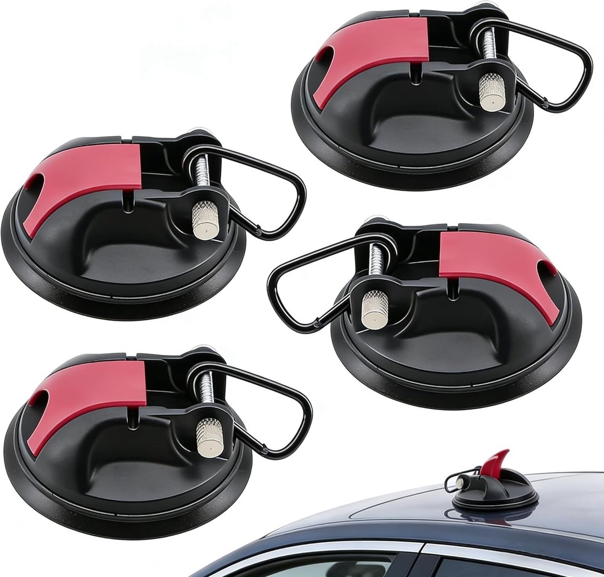Zuignaphaken met D-ringen - Zwart - Sterke zuignappen met D-ringen - Voor Camping en Auto