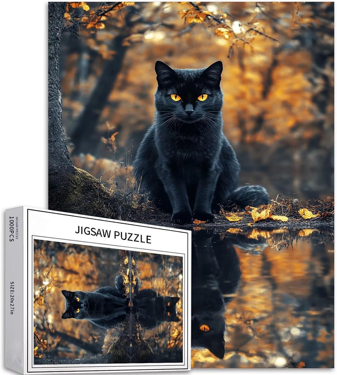 Legpuzzel - Dierlijke reflecties - 1000 stukjes - Kunstzinnige Puzzel met Herfst Bos Achtergrond - Voor Volwassenen