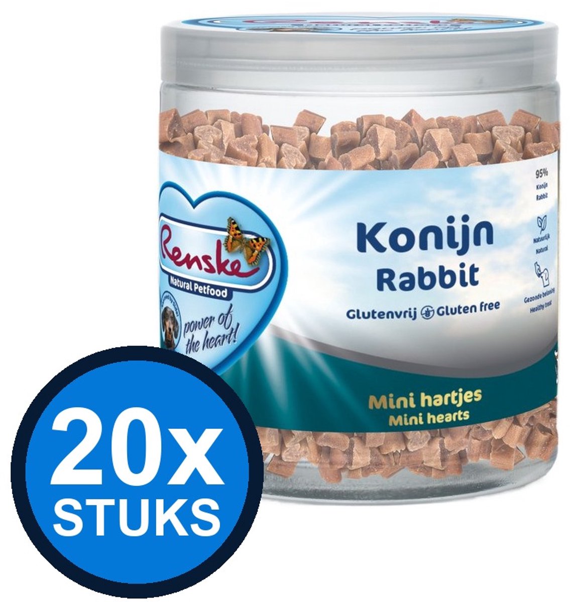 Renske Renske gezonde beloning kat mini hartjes konijn kerst 100gr