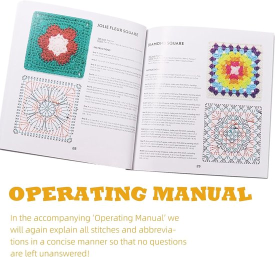 Set van 50 Haakpatronen voor Granny Square Kaarten met Fotoontwerpen voor Persoonlijke Covers voor Volwassenen en Beginners — afbeelding 4