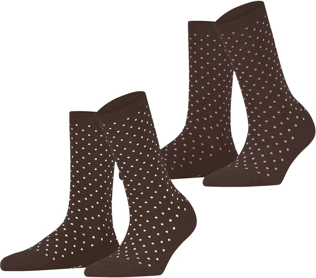 Esprit Fine Dot 2-Pack gedessineerd katoen multipack sokken dames bruin - maat 39-42