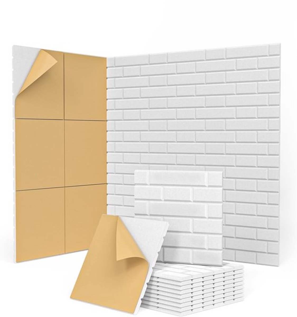 Akoestische Panelen 30% Dikker - Geluidsisolatie - Akoestische Wanddecoratie - Zelfklevend - 10 Stuks - Elegant "French Bond" Ontwerp - Geluidsabsorberende Panelen