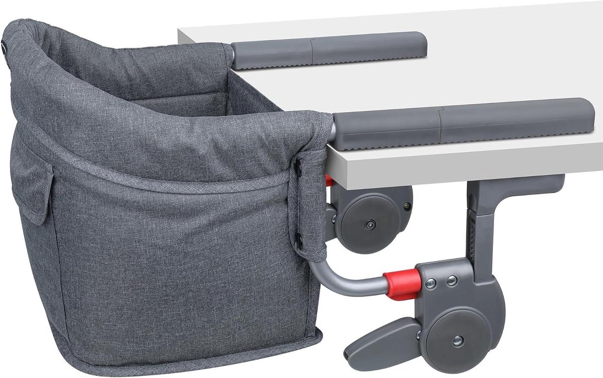 Kinderstoel Clip-on - Draagbare babyzit - Veilig eten - Past op meeste tafels - Tot 35 pond - Grijs