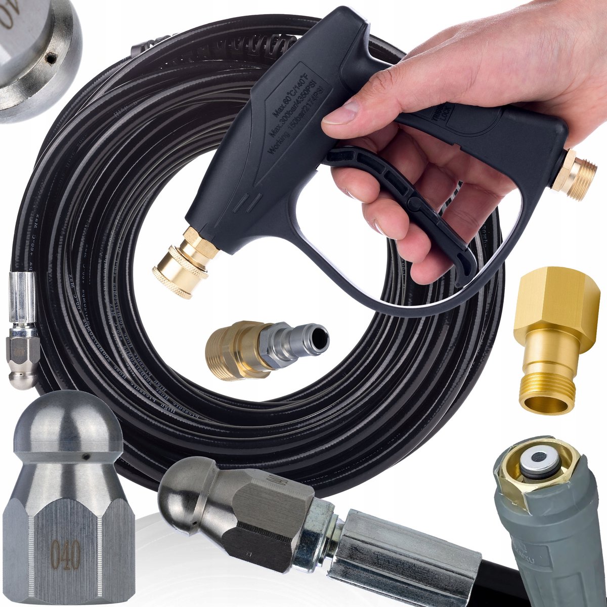 Rosfix Rioolreinigingsset Vervanging - EasyLock Adapter 20 m M22x1,5 Slang - Geschikt voor Kärcher