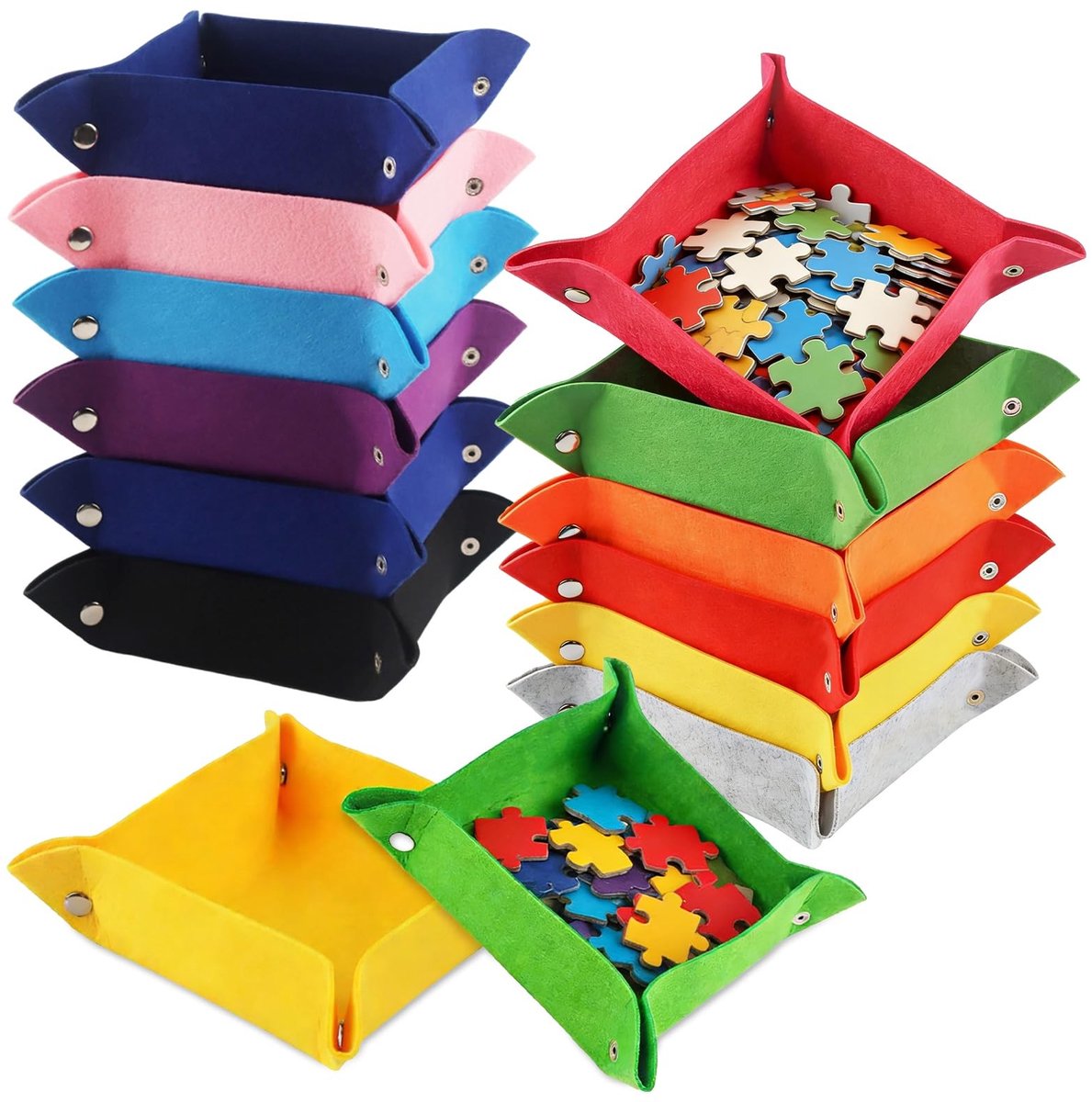Omgoods - 12 Stuks Puzzel Sorteerbakken van Vilt