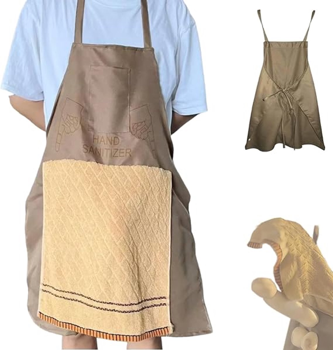 Claoner Kookschort mannen - Grappig mouwkost - Met handdoeken - Anti-olie - Machinewasbaar - Verborgen zakken - Voor barbecue bakken