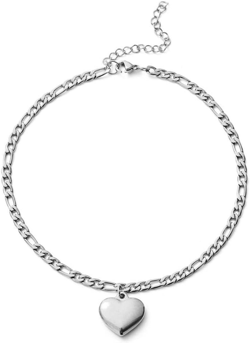 Stainless Steel Anklet met Hart Pendant en 18K Gouden Plating voor Meisjes - Perfecte Zomer Strand Sieraden en Cadeau, 25cm, met Kristallen