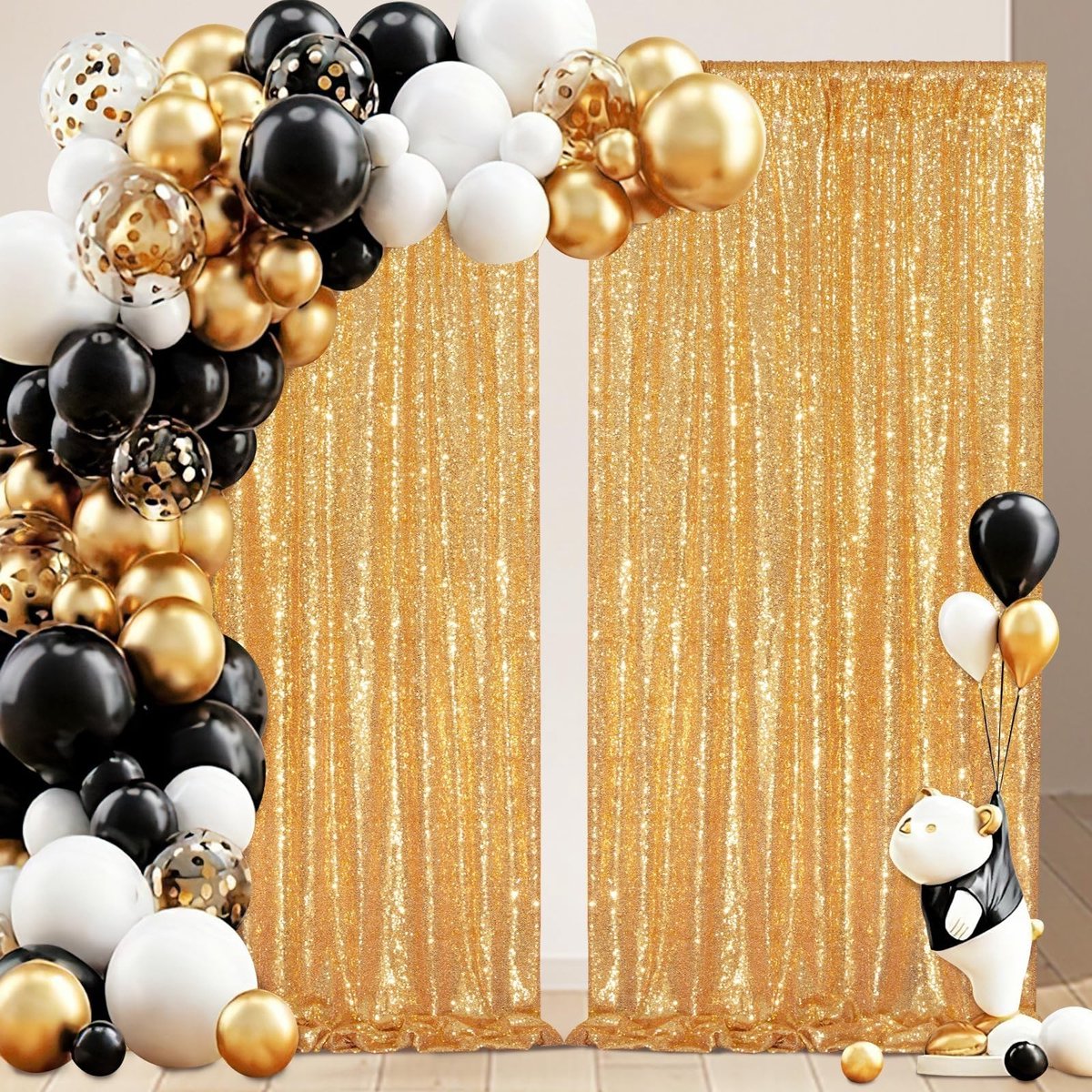 Omgoods - Set van 2 Glitters Curtains voor Feestdecoratie