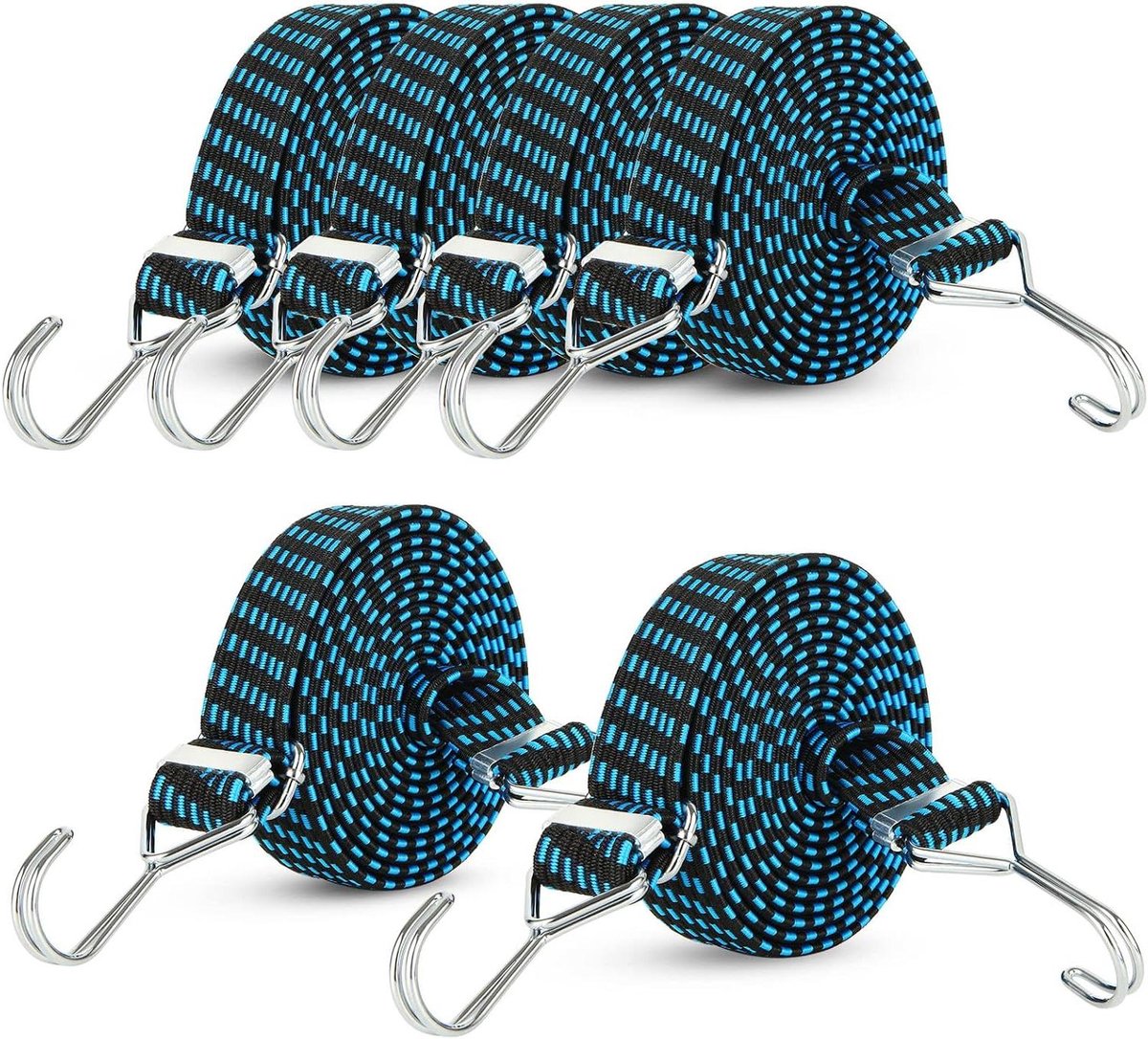 Spanrubbers met haken - Expander touwen - Bagage Vastzetten - Verstelbare lengte - 3 meter breed - Blauw