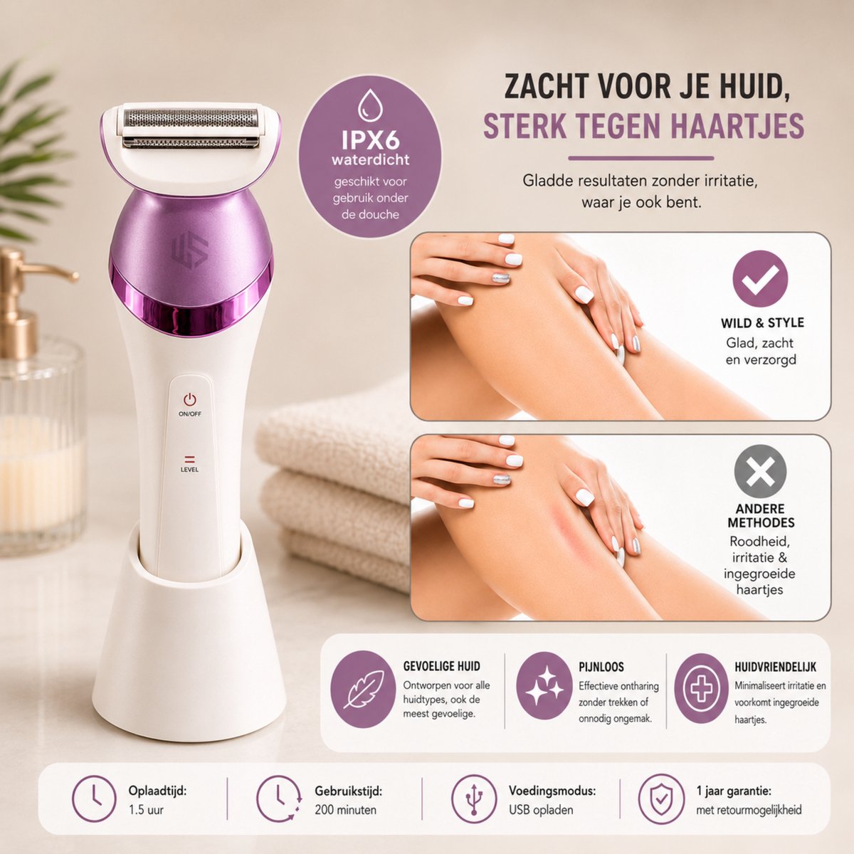 Wild&Style 6-in-1 Ladyshave - Epileerapparaat Dames thumbnail 4