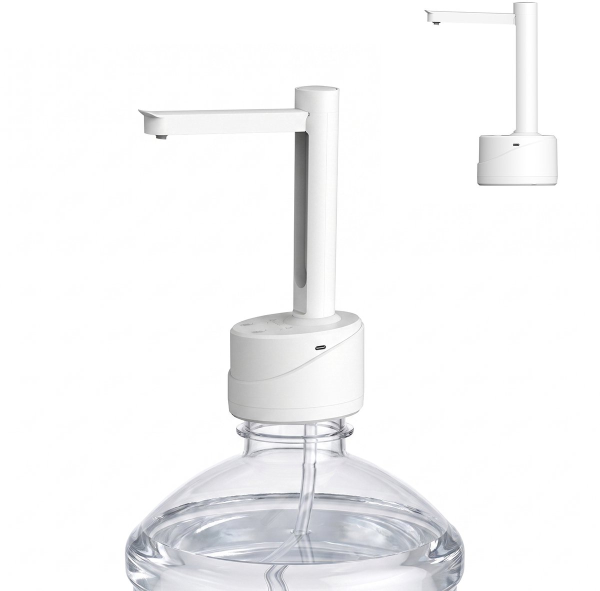 Waterpomp - Elektrische waterdispenser - TENZHVXI® - USB-C opladen - 4 functies voor het instellen van de waterhoeveelheid - Te gebruiken op tafel of direct op de fles - Compatibel met elk type fles, werkt draadloos - 800 mAh batterij - ABS - Wit