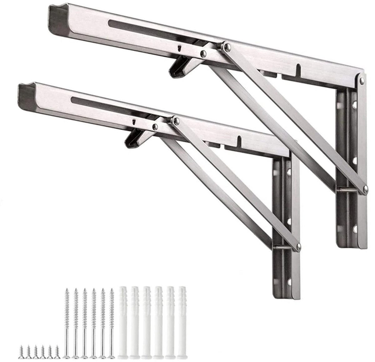 Omgoods - Set van 2 Opklapbare Wandmontage Steunen van RVS