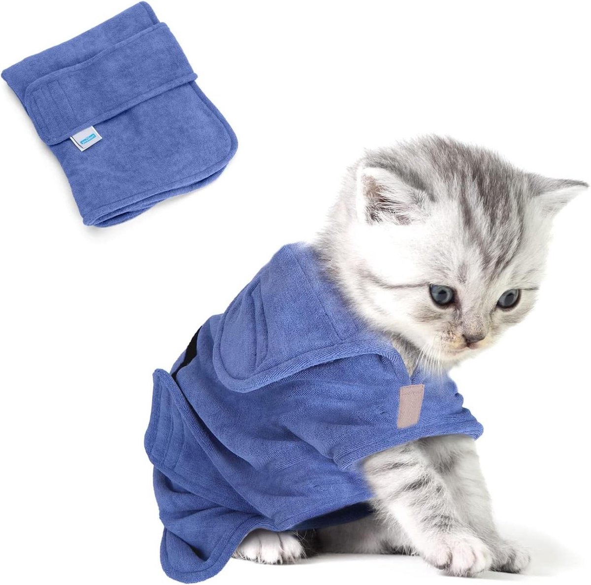 Hondenbadjas - Huisdier Handdoek - Snel Drogen - Superabsorberend Microvezel - Maat XS - Blauw