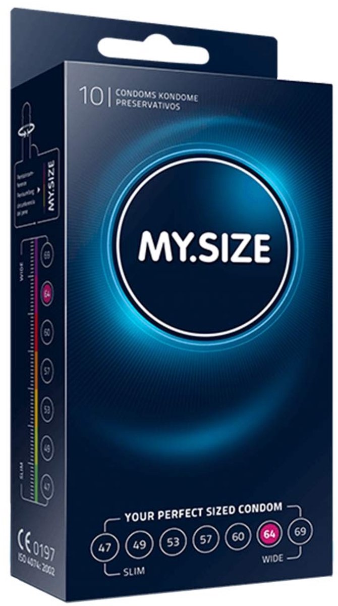 MY.SIZE Classic condooms maat 6 I 64 mm breed I 10 stuks standaard verpakking I premium condooms extra dun I condooms true to touch gossamer I dunne 0,07 mm wanddikte I condooms veganistisch