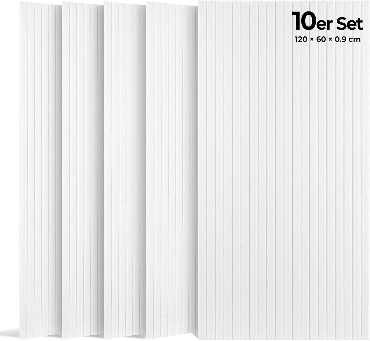 Akoestische panelen - zelfklevend - 10 stuks 120x60x0 - 9 cm (7 - 2m²) - zelfklevende wandpanelen - hoge dichtheid geluidsisolatieplaten voor studio - kantoor - huis - akoestische behandeling - wit