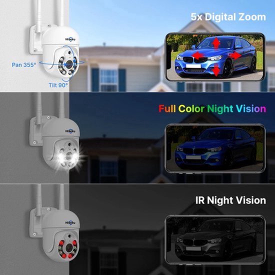 Beveiligingscamerasysteem - 8CH - 3MP - PTZ-Systeem - Openlucht - Bewakingscamera - AI-menselijke detectie - Beveiligingscamera - Beveiligingscamerasysteem - Alexa - NTSC,PAL - 4 stuks - Wit van Merkloos — afbeelding 4
