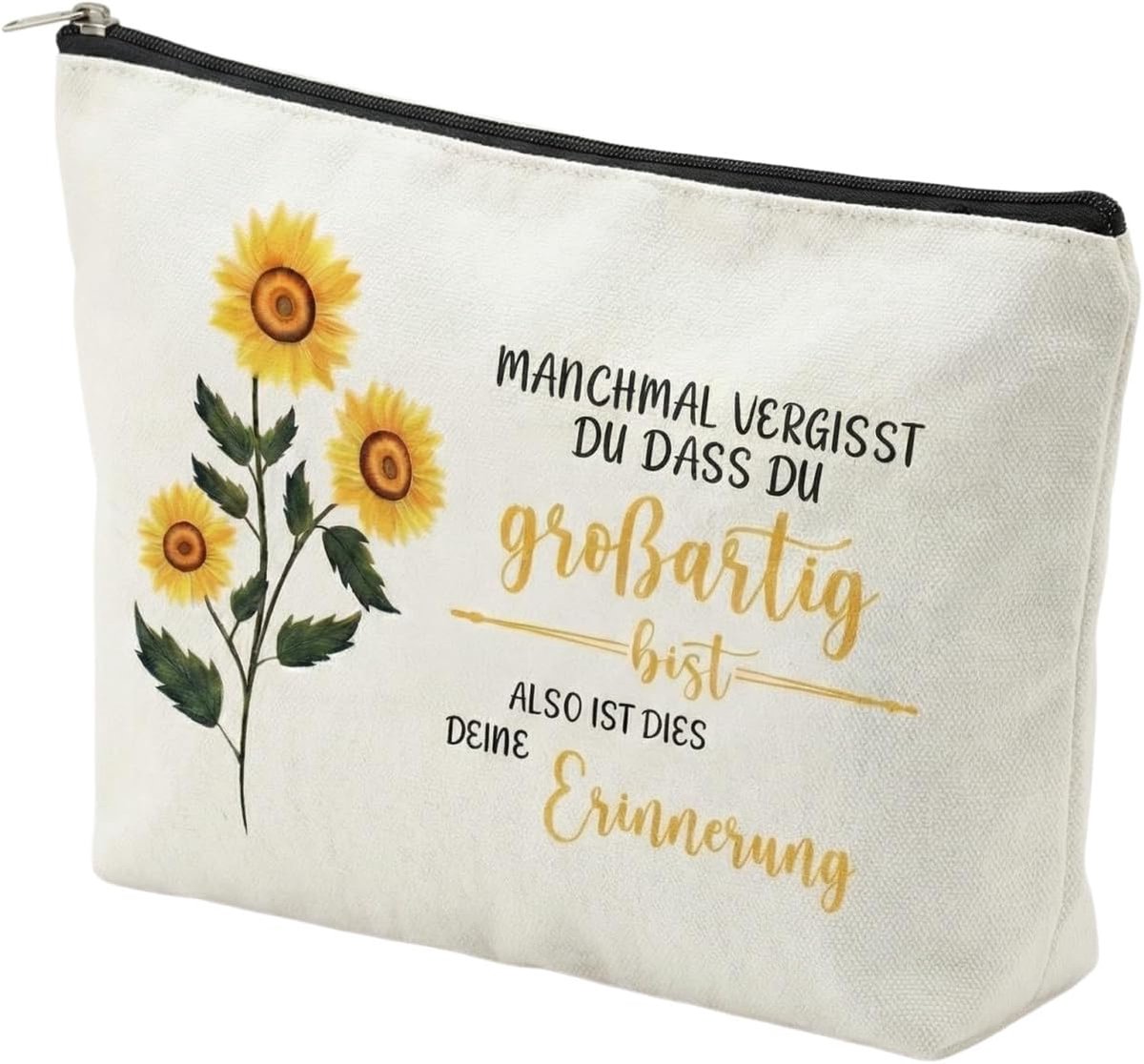 Make-uptas voor vrouwen - verjaardagscadeaus voor vrouwen - beste vriend - gepersonaliseerd pensioencadeau - grappige vriendschapsgeschenken - Wit - Zonnebloem