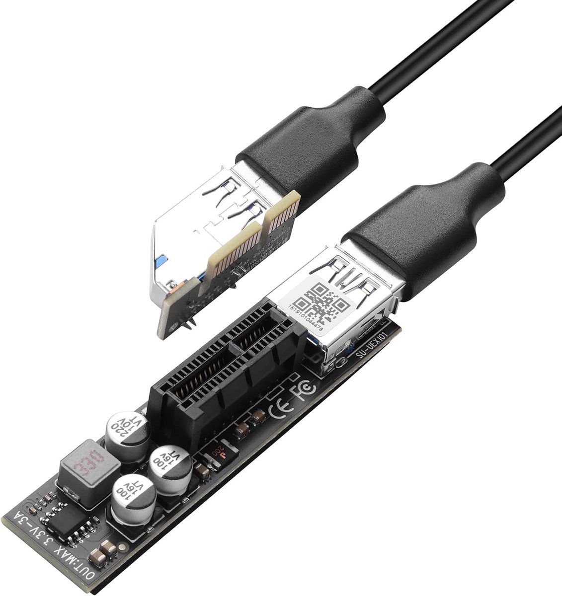 PCI-E X1 naar X1 adapter riser kaart Add On 0,3 m USB 3.0 riser kabel, 90°/180° hoek hoek hoek hoek uitbreiding Riser adapter voor desktop-pc uitbreidingskaarten (90°)