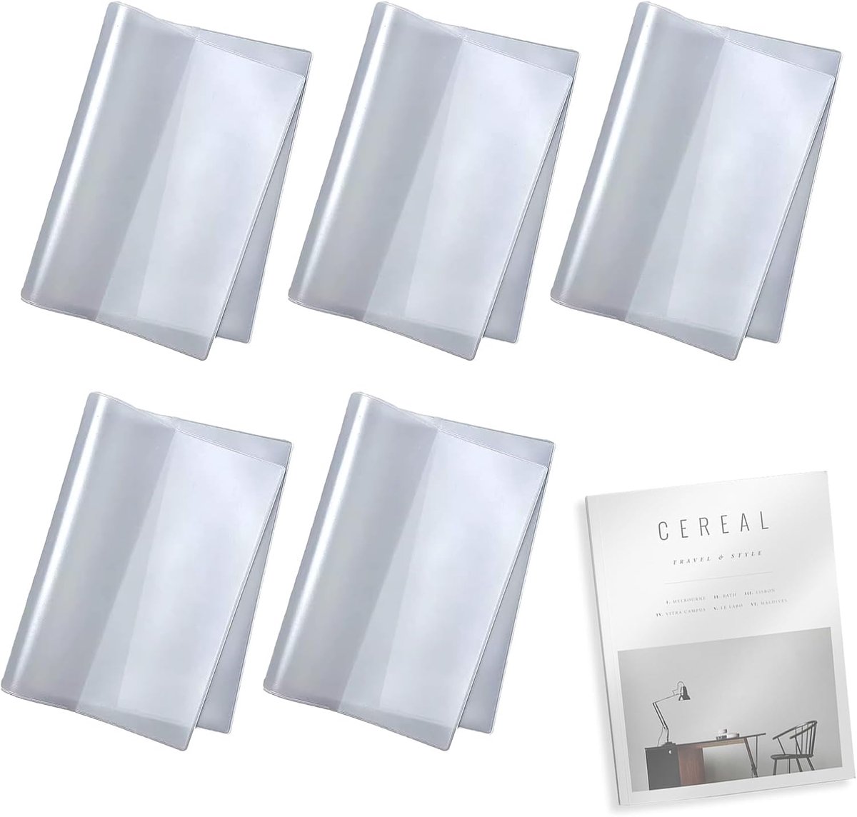 5 stuks A6 matte beschermhoes voor vaccinatiepaspoort en vaccinatiekaart (220 x 154 mm), flexibel, geschikt voor notitieboeken, dagboeken en documenten, waterafstotende kunststof boekhoes