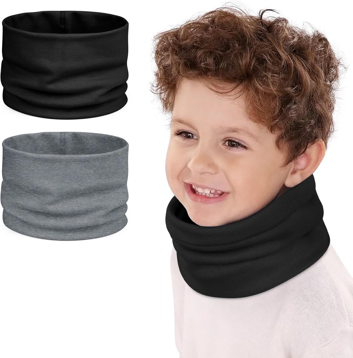 2-delige kindernekwarmer, multifunctionele neksjaal, unisex thermische snoods voor kinderen, peutersjaal voor jongens en meisjes, zachte ademende kindernekwarmer voor lente, herfst en winter