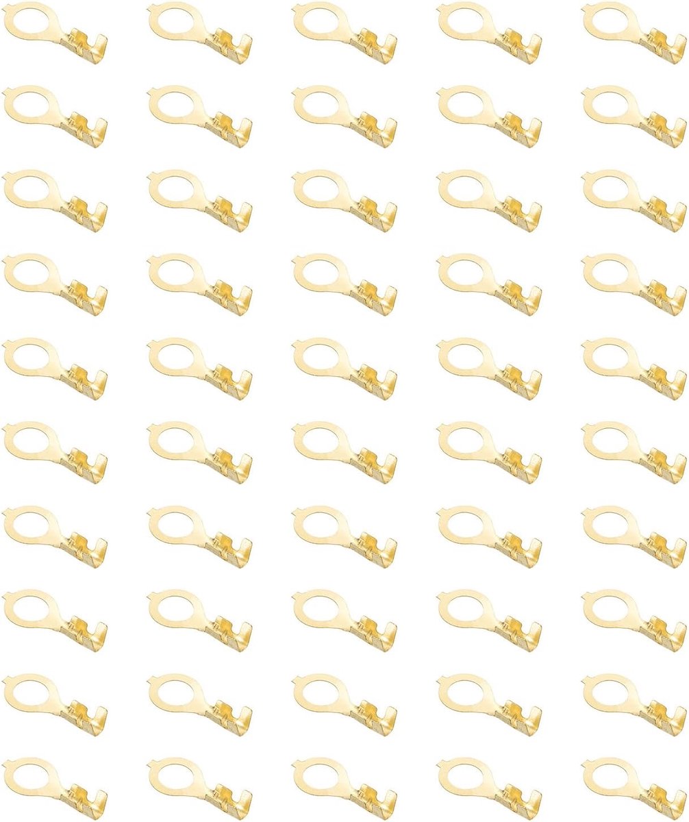 50 stuks ringklemmen van koper, M5 verbindingskabel, ringklemmen met open vat, van koper, niet geïsoleerd, set voor aarding van de verlichting