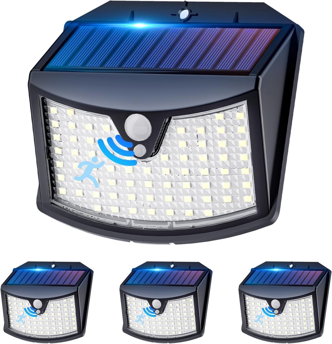 Zonnelamp voor Buiten - Koudwit - 4 Stuks - Waterdichte LED Zonnelampen met Bewegingssensor - Voor Tuinen en Paden