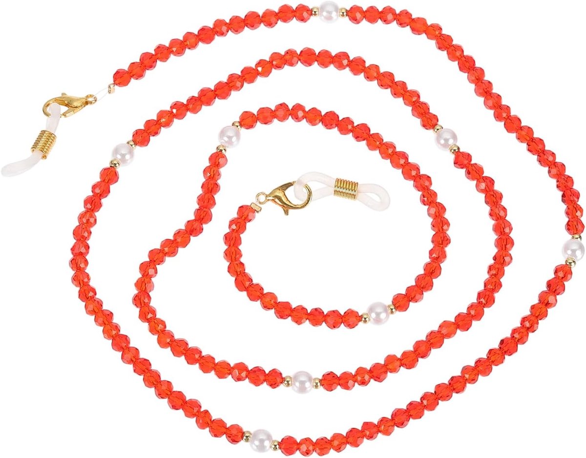 1 stuk kristal kralen bril lanyard, verstelbare bril houder riem bril kettingen rond de nek voor vrouwen meisjes zonnebril, donkerrood