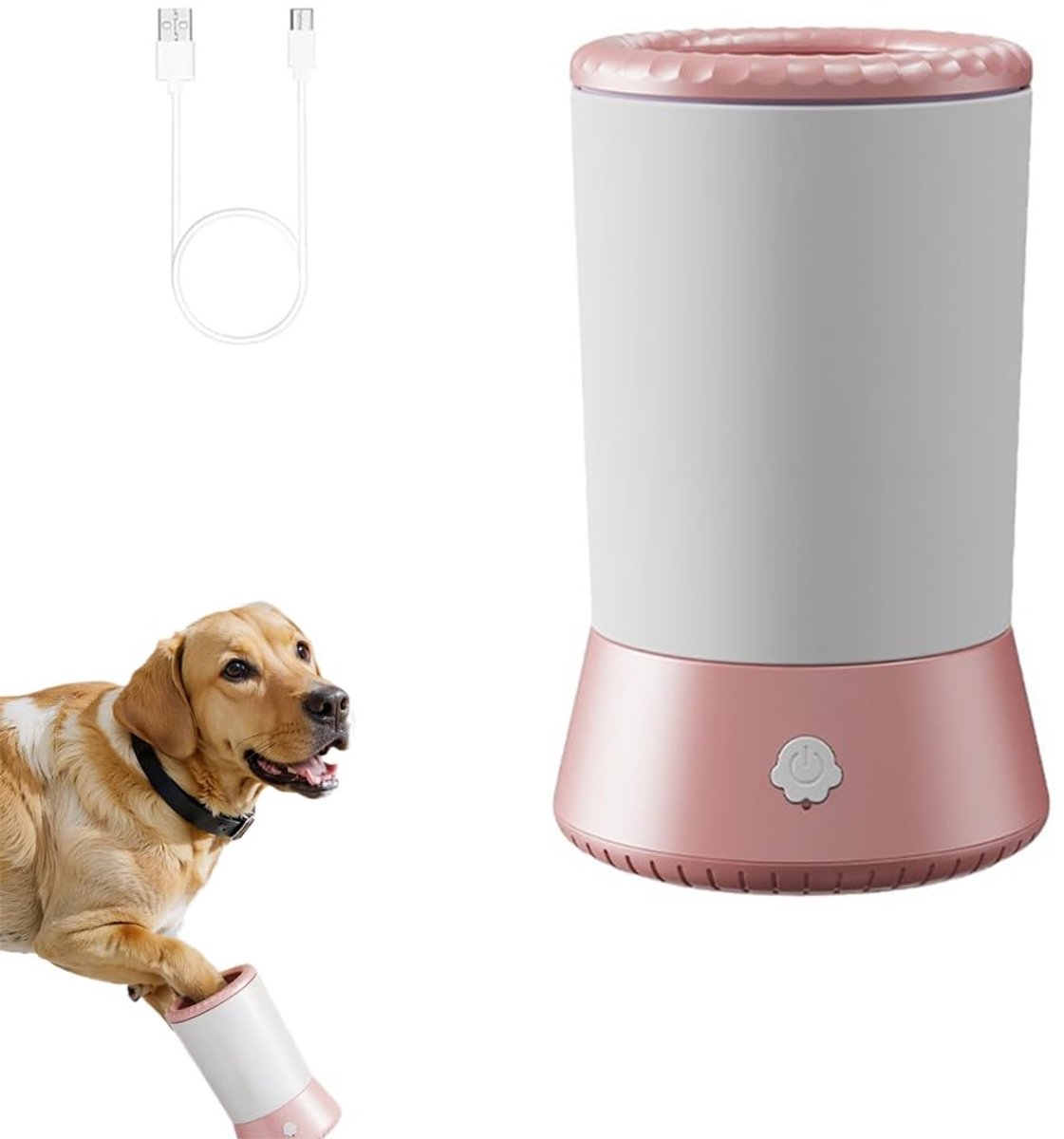 Claoner Hondenpootreiniger - Oplaadbaar - Automatisch - Voor honden katten konijnen - Kleine tot grote rassen - Roze