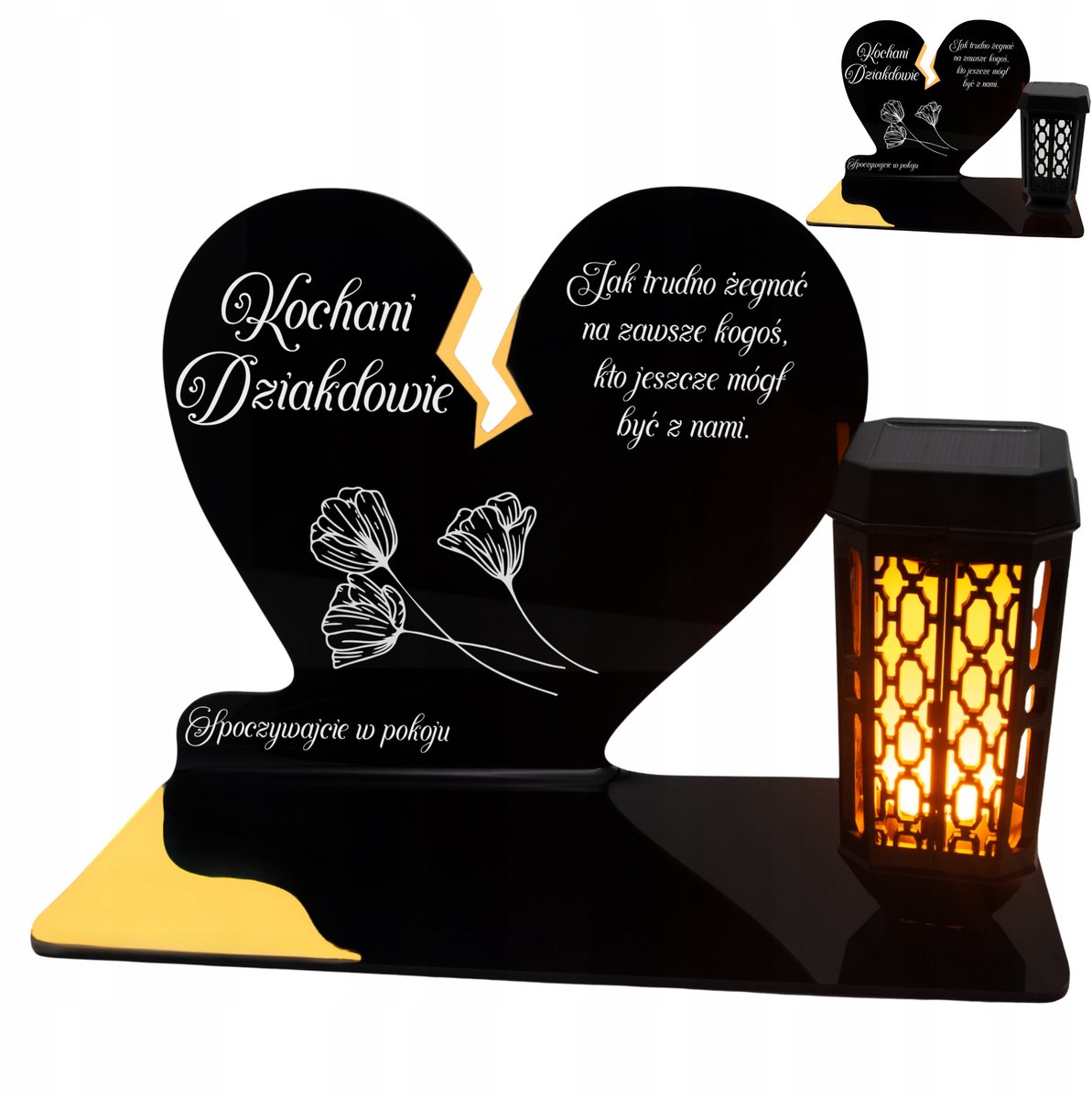 Zonnegraflicht voor Grootouders - Gold Hart LED Grafdekoratie