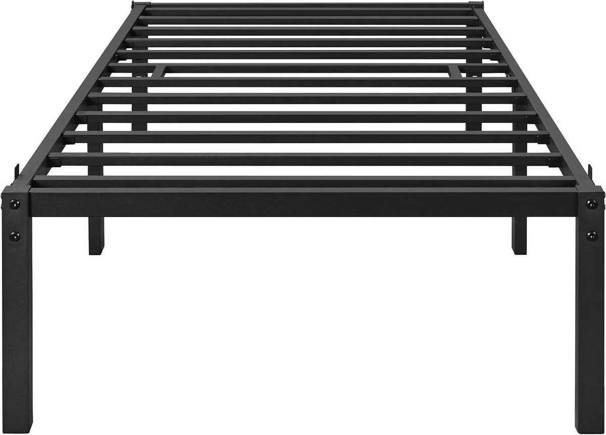 Metalen Bedframe - Jeugdbed Lattenbodem - Slaapkamer Inrichten - Veel Opbergruimte - 90 x 190 cm - Zwart