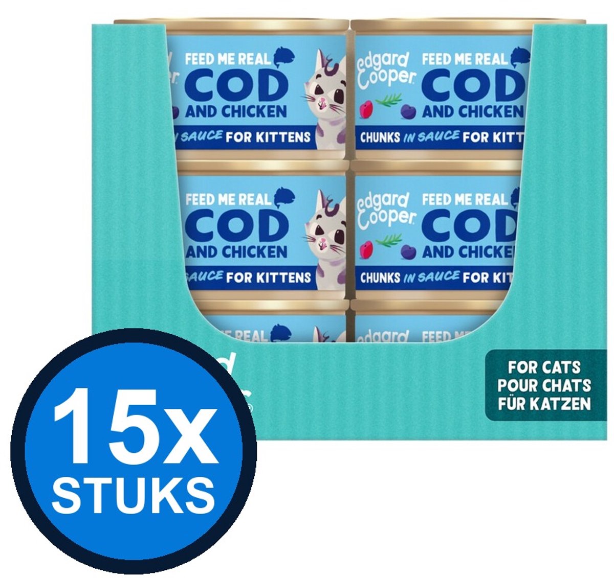 Edgard & Cooper Edgard&Cooper kat kitten chunks kabeljauw&kip 85gr