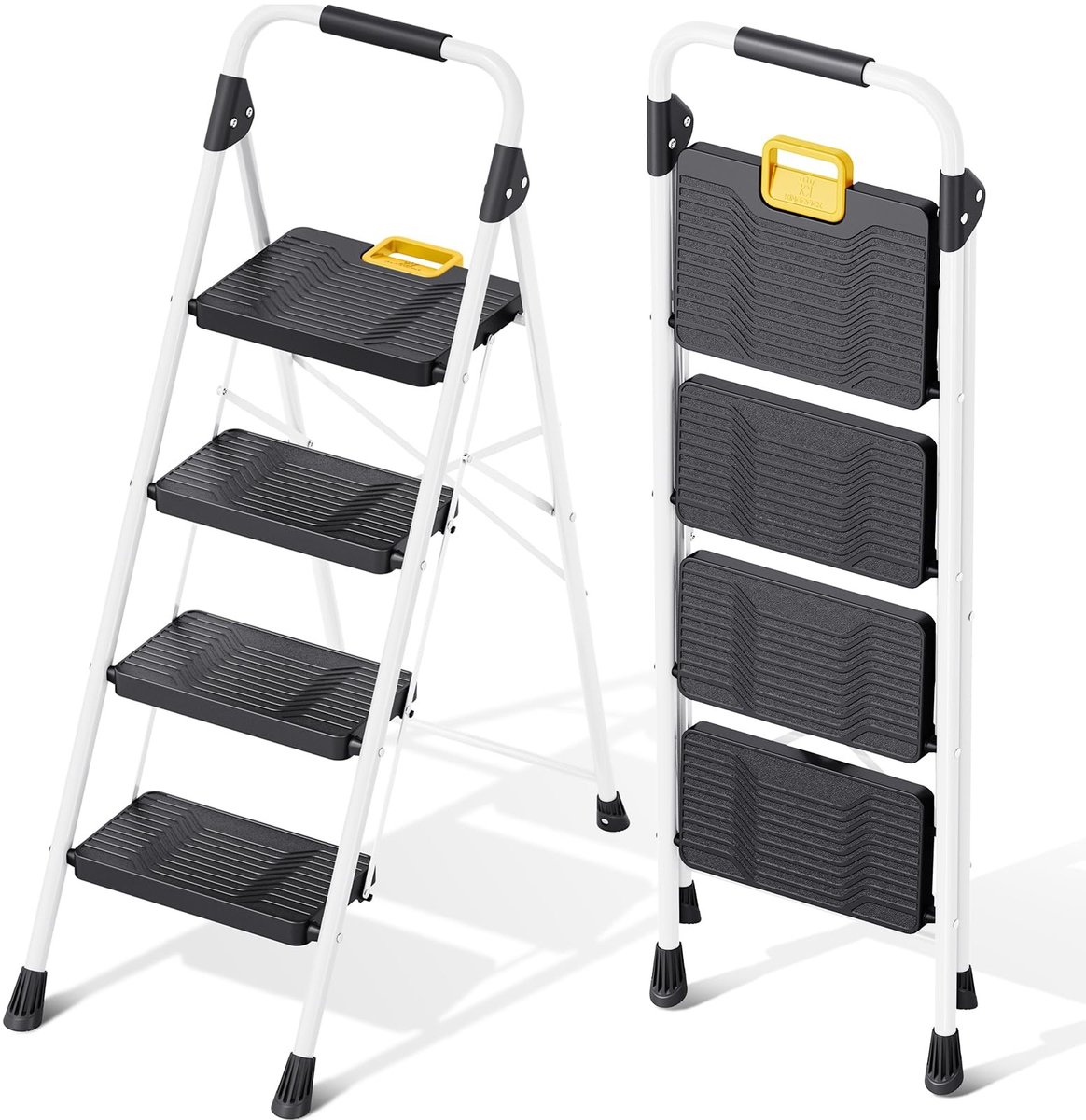 SolidKeus - Vouwladder met 4 Treden en 150 kg Capaciteit, Veiligheidssluiting en Handgrepen