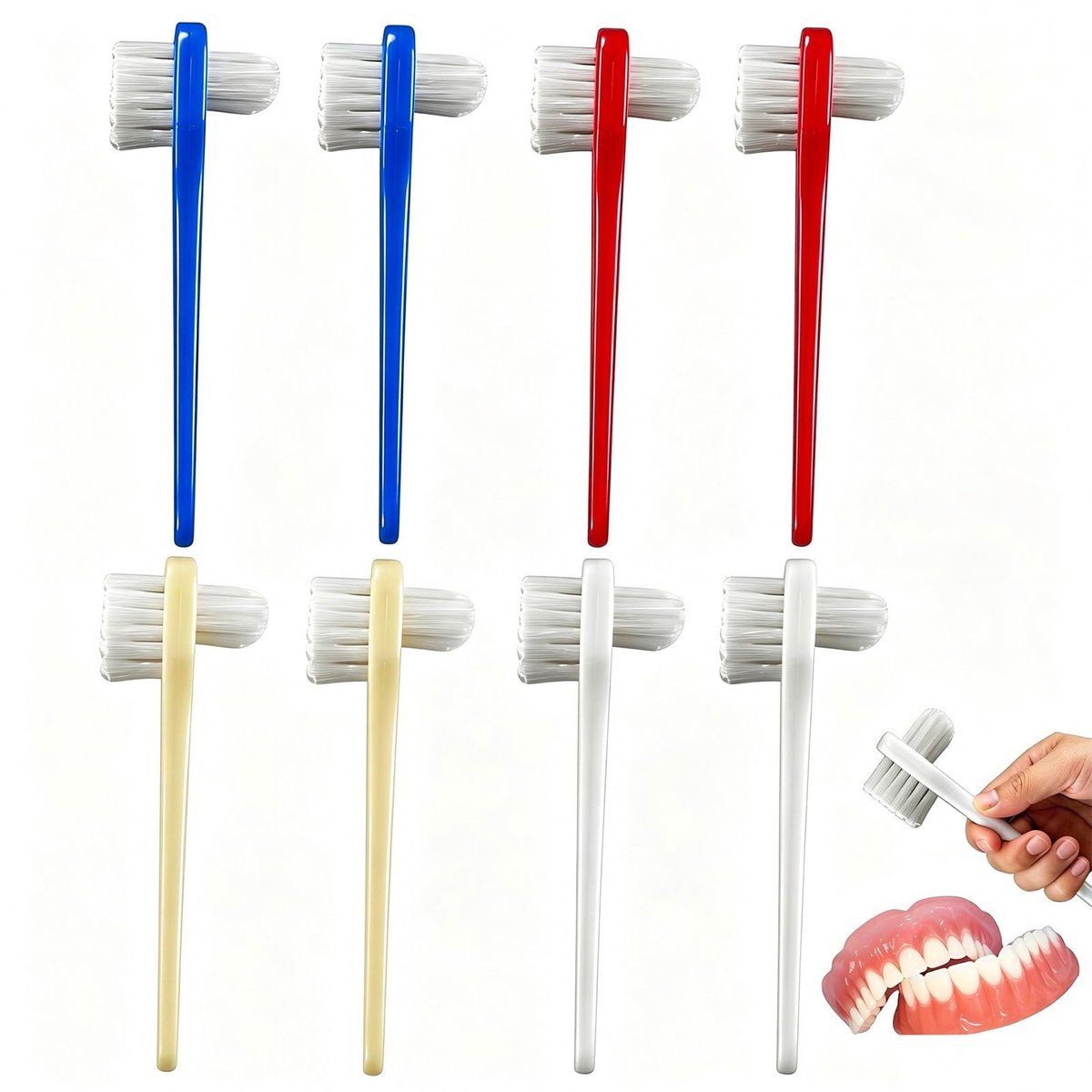 SolidKeus - Set van 8 Dubbele Kop Tandenborstels voor Orthodontie