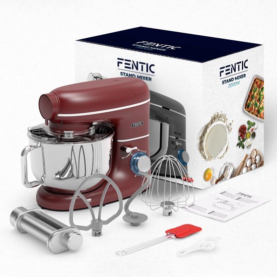 Keukenmachine - Keukenrobot - Zelf Pasta Maken - Inclusief Pastaroller - 62L Kom - Rood — afbeelding 4