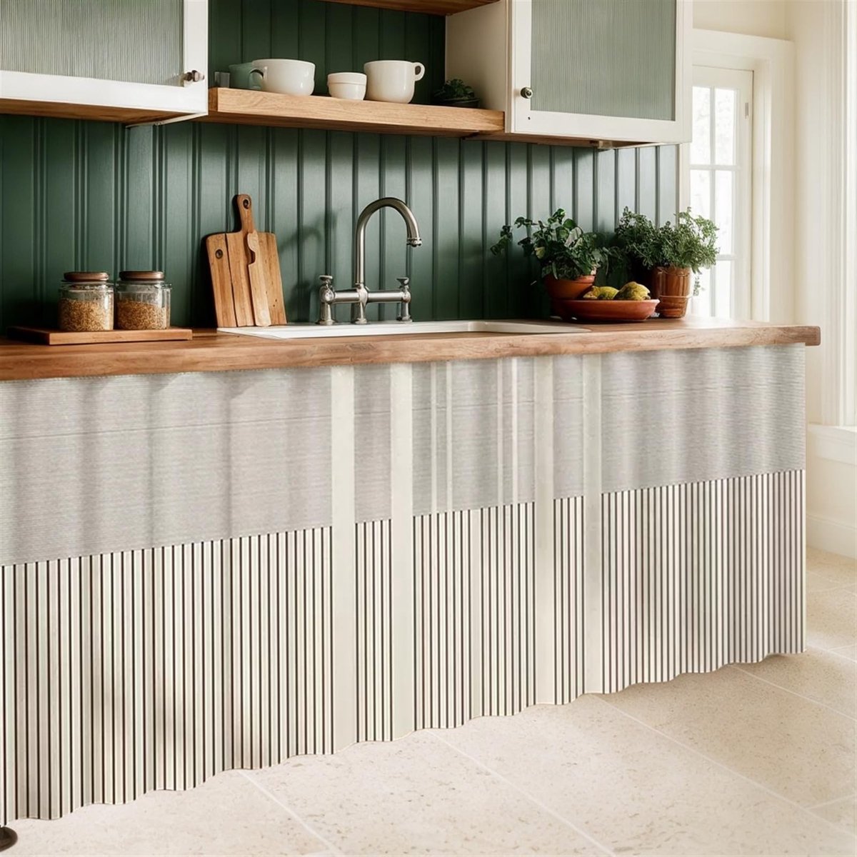 SolidKeus - Keukengordijnen voor Kasten en Planken, Beige 40" x 28"