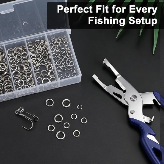 SolidKeus - Set van 250 Splitringen voor Vissen - Inclusief Tang van Solidkeus — afbeelding 2