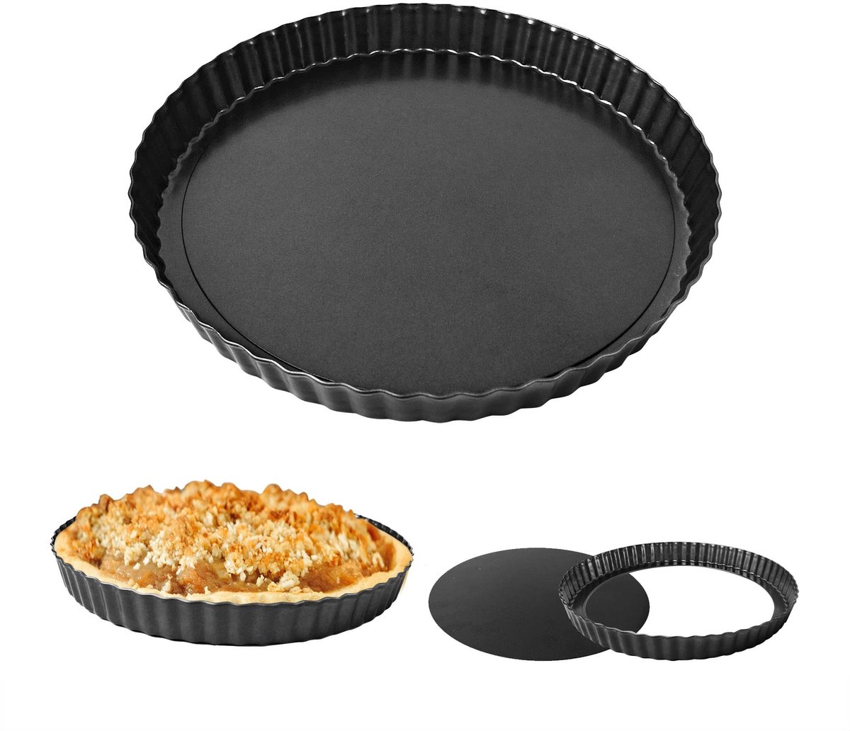 SolidKeus - Set van 2 Quichevormen met Losse Bodem en Antikleef Coating