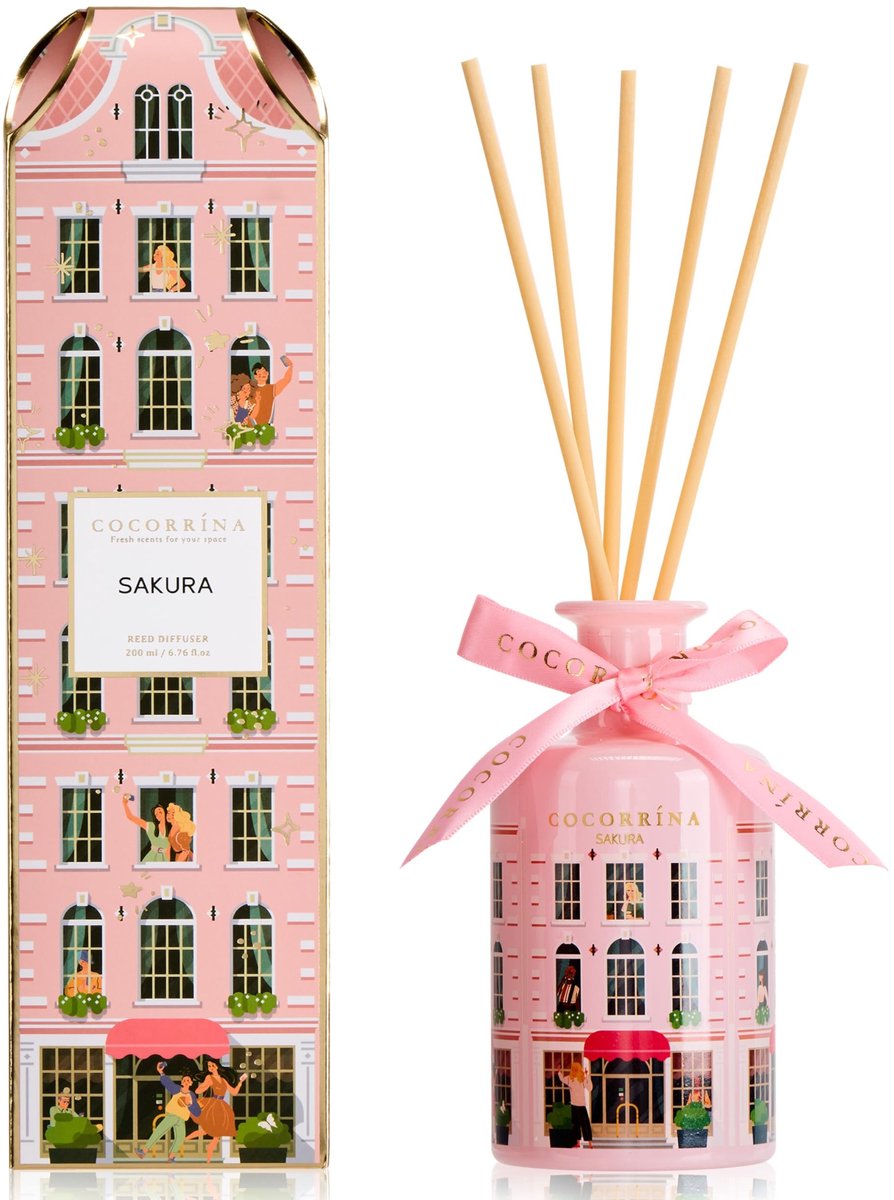 SolidKeus - Sakura Geurdiffuser 200 ml met 8 Stokken voor Sfeer in Huis