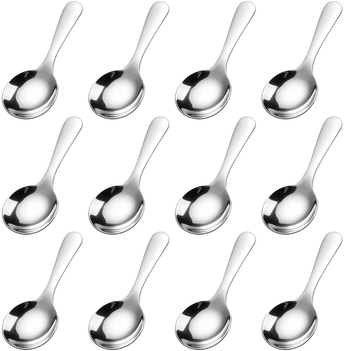 SolidKeus - Set van 12 Roestvrijstalen Mini Lepels met Korte Steel