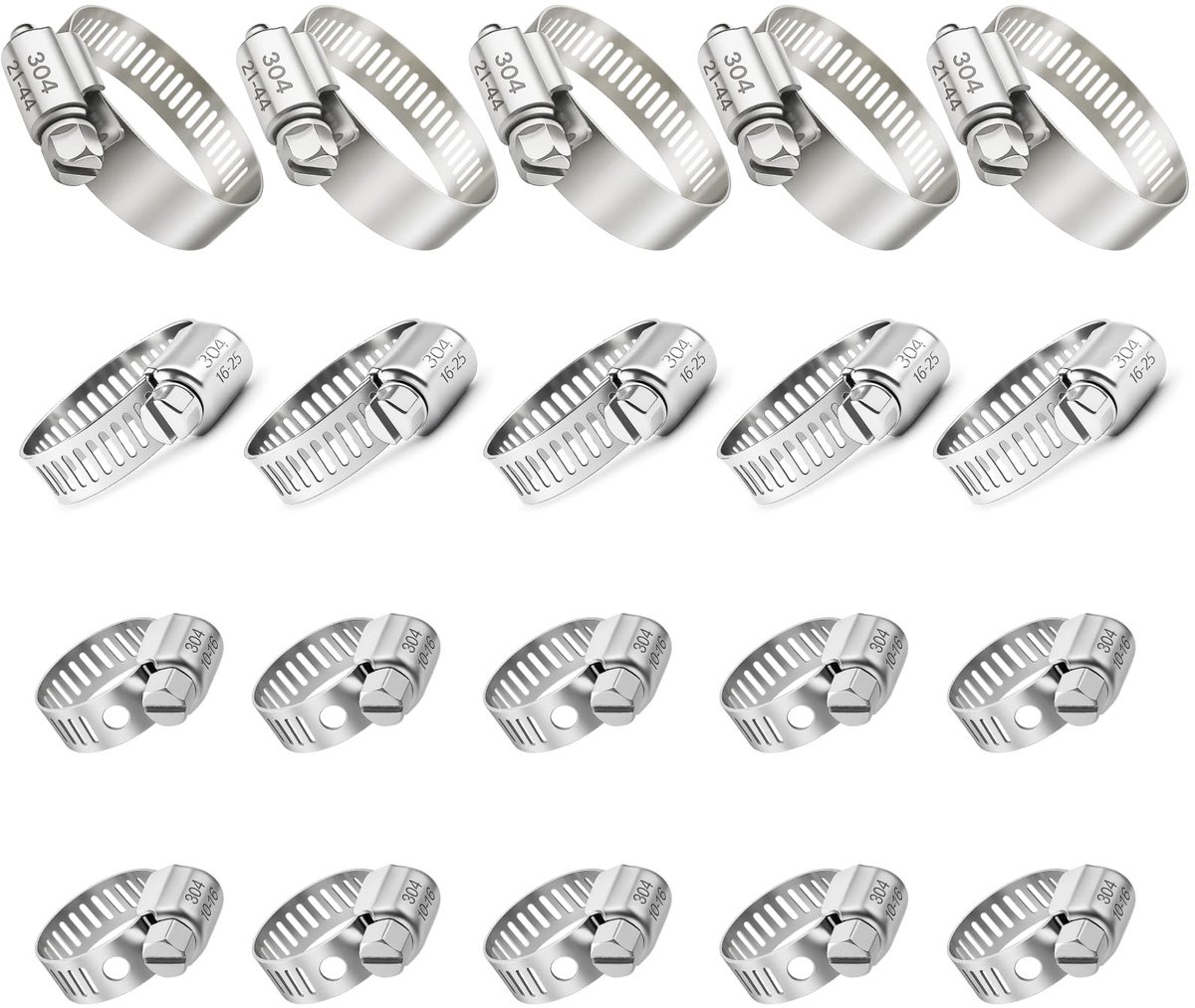 SolidKeus - Set van 20 RVS Slangklemmen, Diverse Maten voor Verschillende Toepassingen