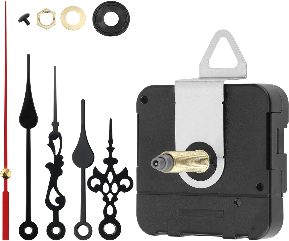 Complete Reparatieset voor Wandklok met 32mm Quartz Uurwerk en Lange As, Inclusief Onderdelen voor Seconden-, Minuten- en Uurwijzer