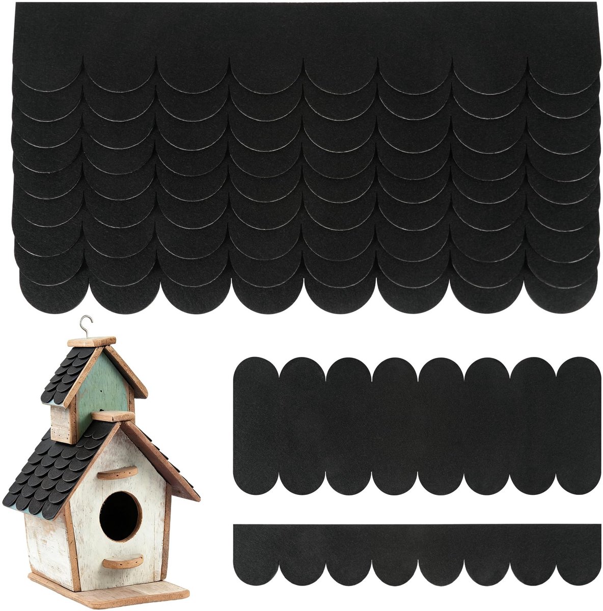 Omgoods - Set van 22 Zelfklevende Dakshingles voor Vogelhuizen (Zwart)