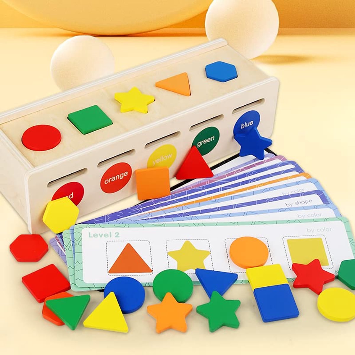 Montessori-Leerspeelgoed Voor Jonge Kinderen: Kaarten Voor Patroonherkenning (Geschikt Voor 2–6 Jaar) – Sorteerdoos Voor Wiskunde/Sensorische Ontwikkeling (Kleur En Vorm)