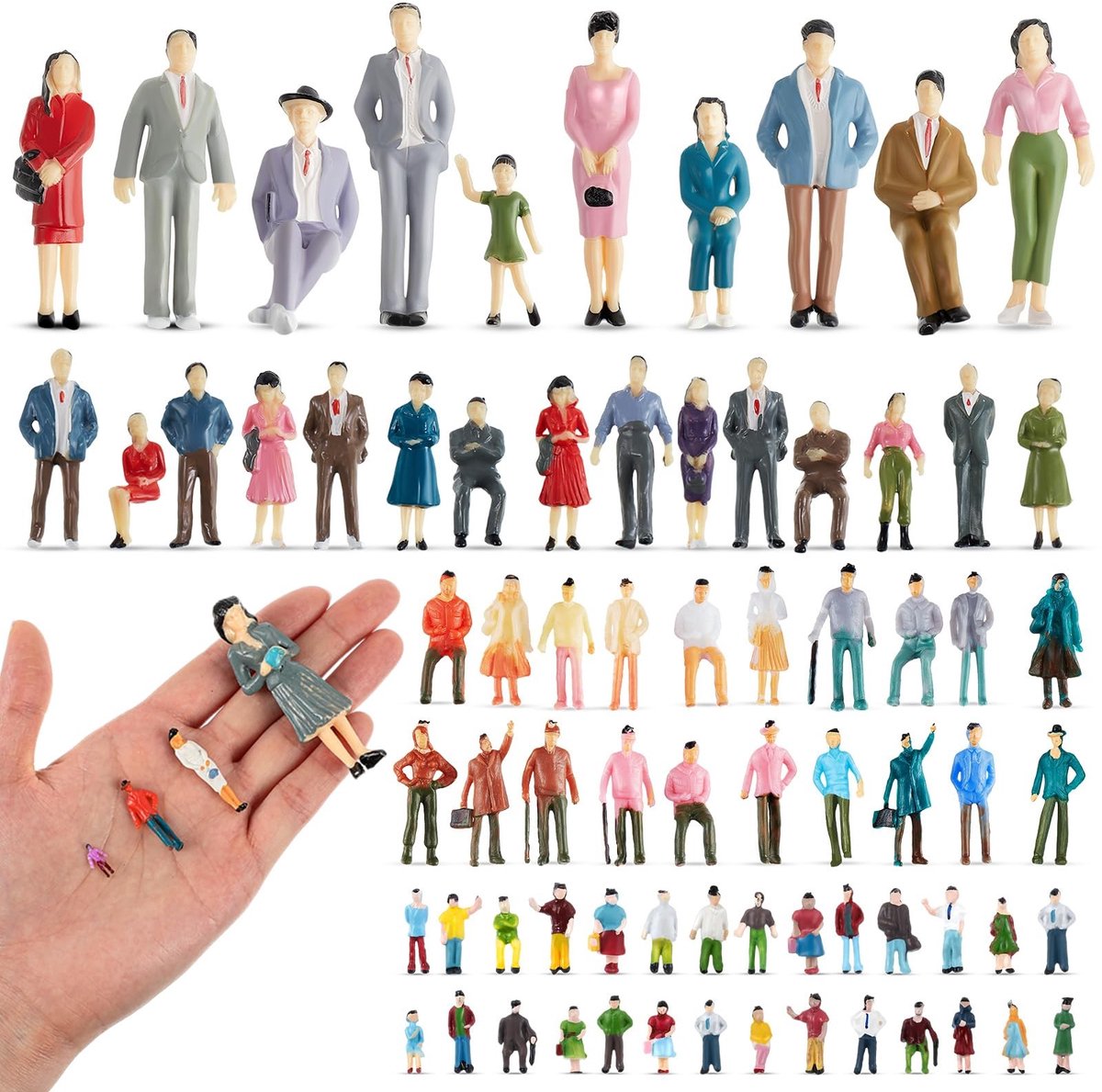 Omgoods - 70 Stuks Miniatuur Figuren voor Modelbouw en Diorama